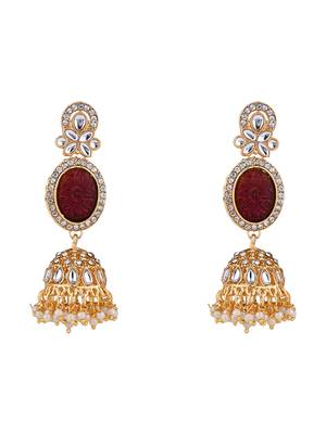 traditional kundan & pearl jhumka dangle earrings for women  2