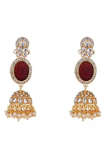 traditional kundan & pearl jhumka dangle earrings for women 