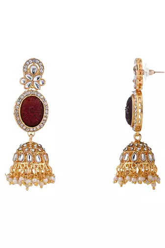 traditional kundan & pearl jhumka dangle earrings for women 