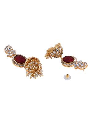 traditional kundan & pearl jhumka dangle earrings for women  4