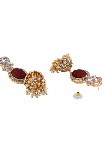 traditional kundan & pearl jhumka dangle earrings for women 