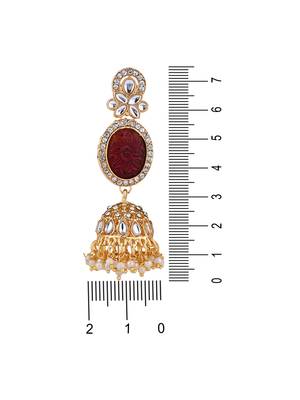 traditional kundan & pearl jhumka dangle earrings for women  5