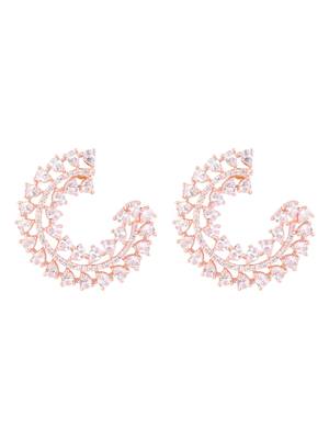rose gold plated latest fashion stylish stone stud earrings for women 2
