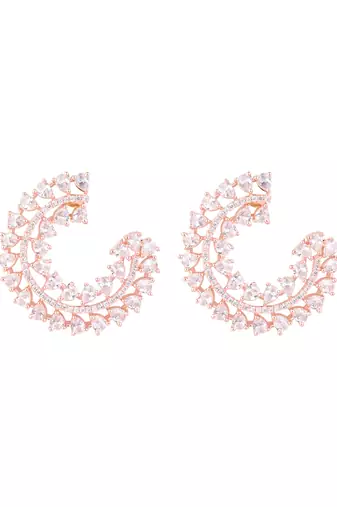 rose gold plated latest fashion stylish stone stud earrings for women