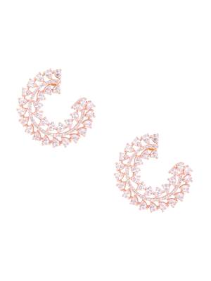 rose gold plated latest fashion stylish stone stud earrings for women 3