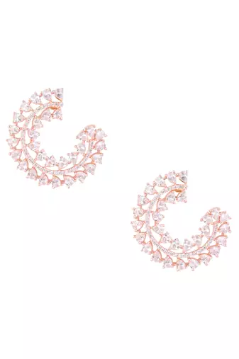 rose gold plated latest fashion stylish stone stud earrings for women