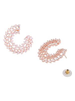 rose gold plated latest fashion stylish stone stud earrings for women 4