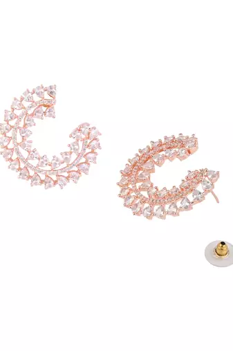 rose gold plated latest fashion stylish stone stud earrings for women