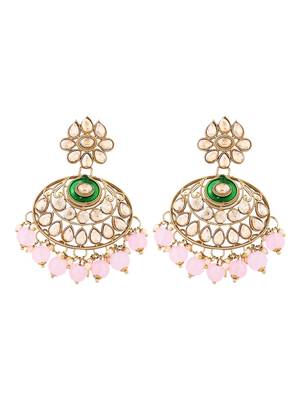 traditional kundan pearl chandbali earrings for women  2