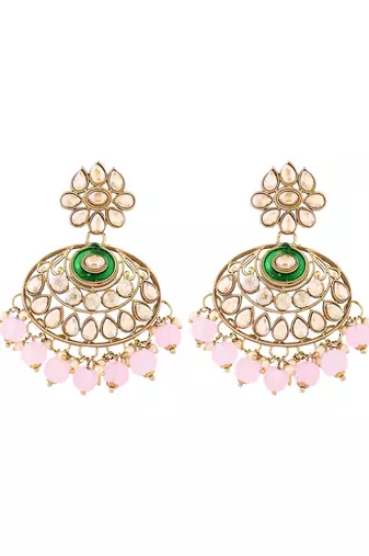 traditional kundan pearl chandbali earrings for women 