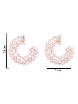 rose gold plated latest fashion stylish stone stud earrings for women 5