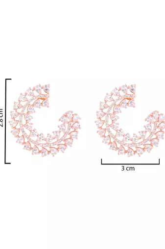 rose gold plated latest fashion stylish stone stud earrings for women