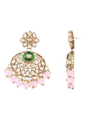 traditional kundan pearl chandbali earrings for women  3