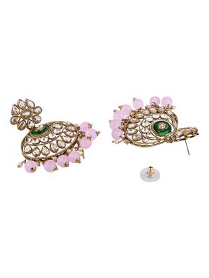 traditional kundan pearl chandbali earrings for women  4