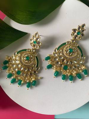 traditional handcrafted kundan earrings adorned with pearls for women  1