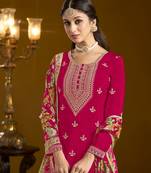 Pink beautiful designer printed palazzo dress with embroidery work for pretty graceful wedding looks