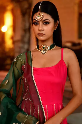Harshini magenta suit set
