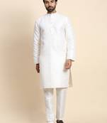 White designer wevon jacquard indian wear viscose jacquard kurta payjama