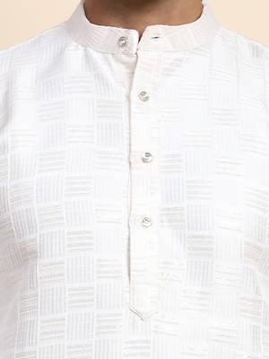 White wevon jacquard indian wear viscosee jacquard kurta payjama 3
