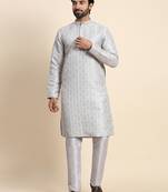 Grey designer wevon jacquard indian wear viscose jacquard kurta payjama