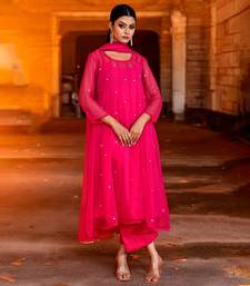 Fuchsia georgette suit set
