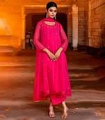 Fuchsia georgette suit set