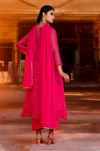 Fuchsia georgette suit set