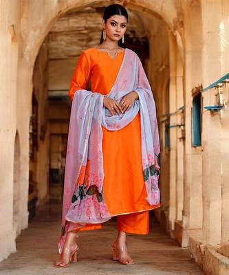 Neervi orange & grey suit set 1
