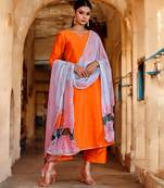Neervi orange & grey suit set