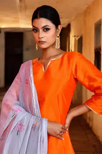 Neervi orange & grey suit set