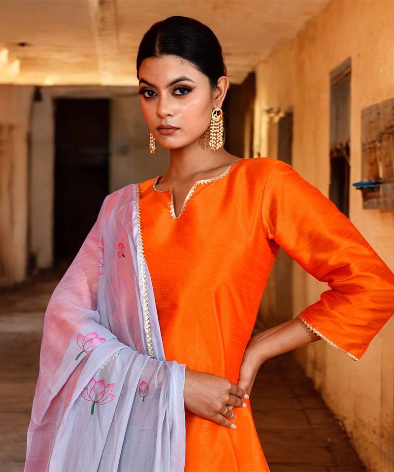 Neervi orange & grey suit set