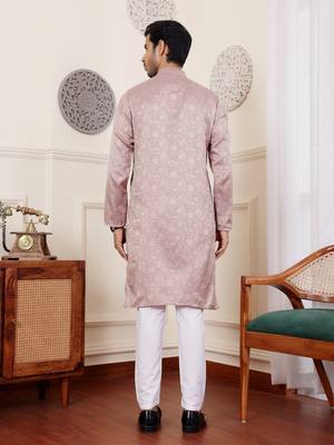 Mauve beautiful wevon designer wedding ceremonial wear kurta payjama 2