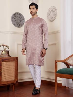 Mauve beautiful wevon designer wedding ceremonial wear kurta payjama 3