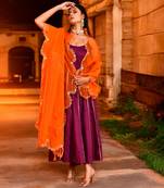 Purple aari  embrodired suit set