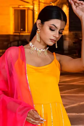 Kasturi yellow suit set