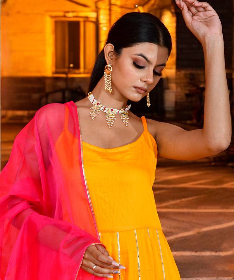 Kasturi yellow suit set