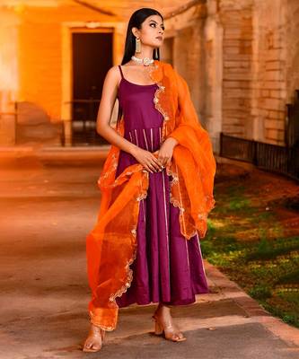 Purple aari  embrodired suit set 3