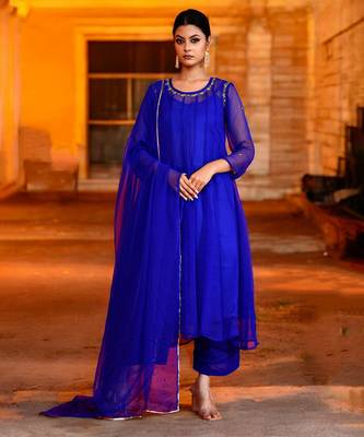 Blue georgette suit set 1
