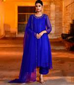 Blue georgette suit set