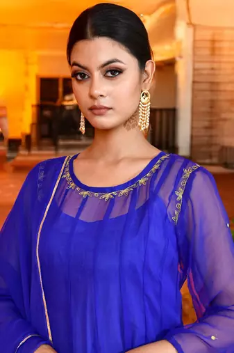 Blue georgette suit set