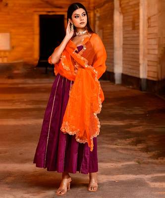 Purple aari  embrodired suit set 5