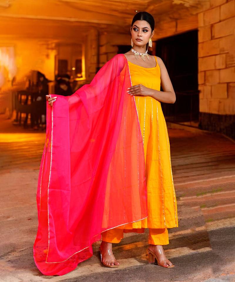 Kasturi yellow suit set