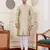 Golden green viscosee fabric wevon jacquard work ethnic men's kurta payjama set
