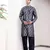 Navy blue viscosee fabric wevon jacquard work ethnic ceremonial wear kurta