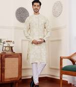 Light green modal silk fabric glamorous festive wear kurta payjama with designer printed