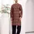 Maroon modal silk ethnic printed men's kurta for wedding season