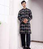 Black beautiful designer embroidery work wedding ceremonial wear kurta payjama