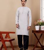 Light blue beautiful designer embroidery work wedding ceremonial wear kurta payjama