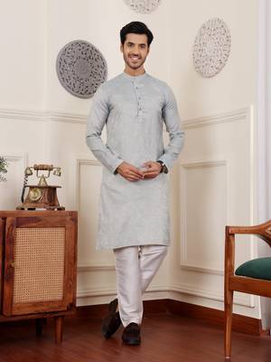 Light blue beautiful wevon wedding ceremonial wear kurta payjama 1
