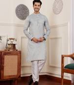 Light blue beautiful wevon designer wedding ceremonial wear kurta payjama